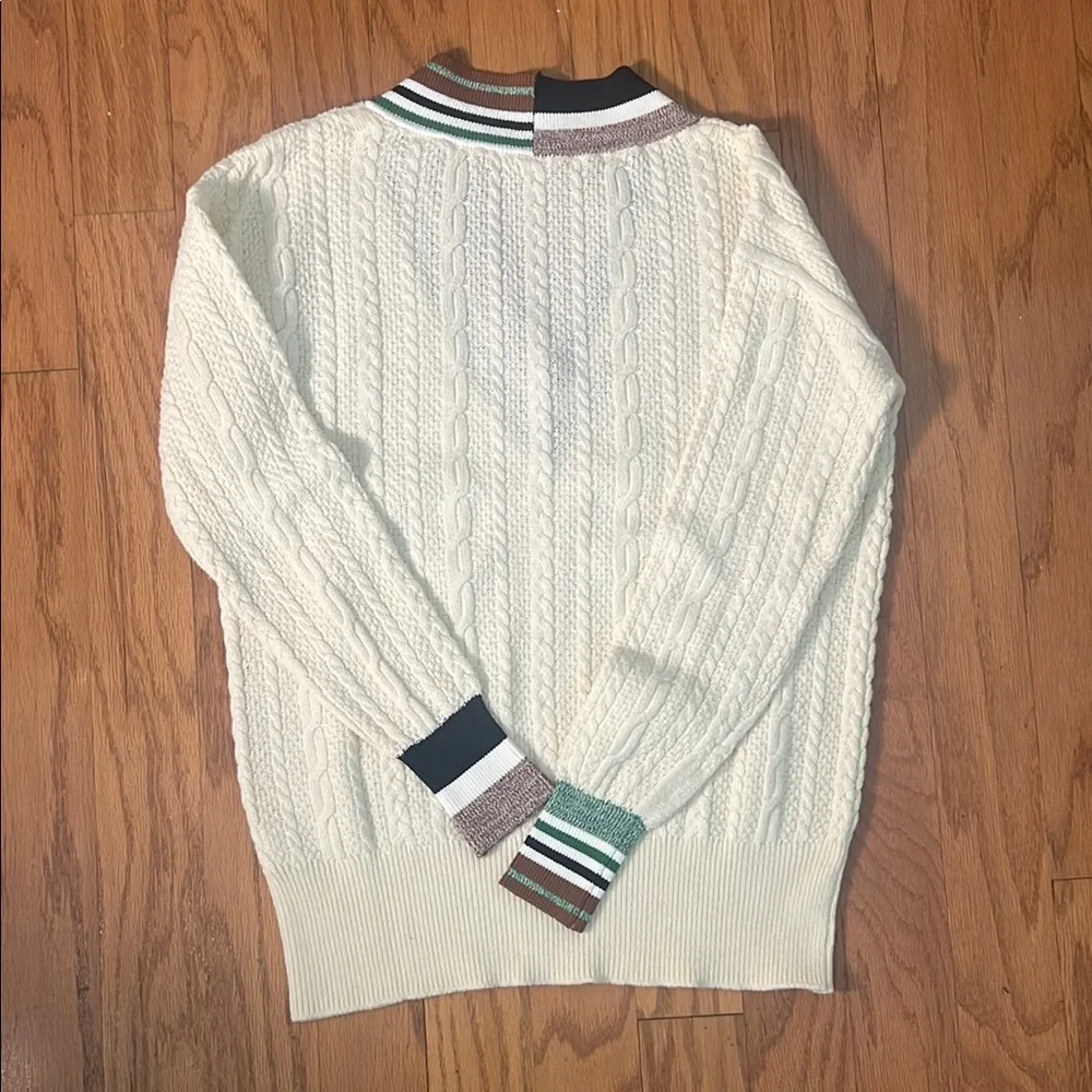 Veronica Beard Cream V-Neck Sweater - Picture 3 of 3